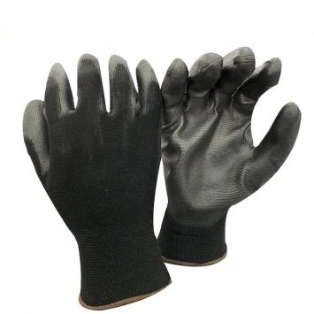 13 gauge black polyester pu gloves garden working gloves 