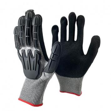 ANSI Cut Liner Sandy Nitrile Palm TPR Anti-Impact Protection Ringer Gloves