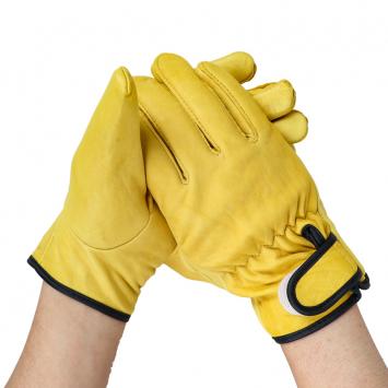 Sheep Leather Work Gloves Reinforced Palm Stretchable Wrist Rigger Glove For Driver Construction Mechanics