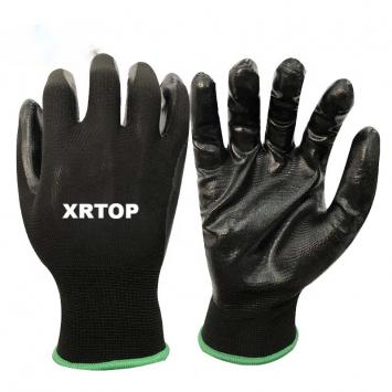  13 gauge  Black Smooth Nitrile Dipped Nylon Palm Work Glove